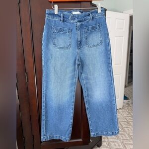 LOFT Blue Wide Leg Cropped Jeans, Size 4P